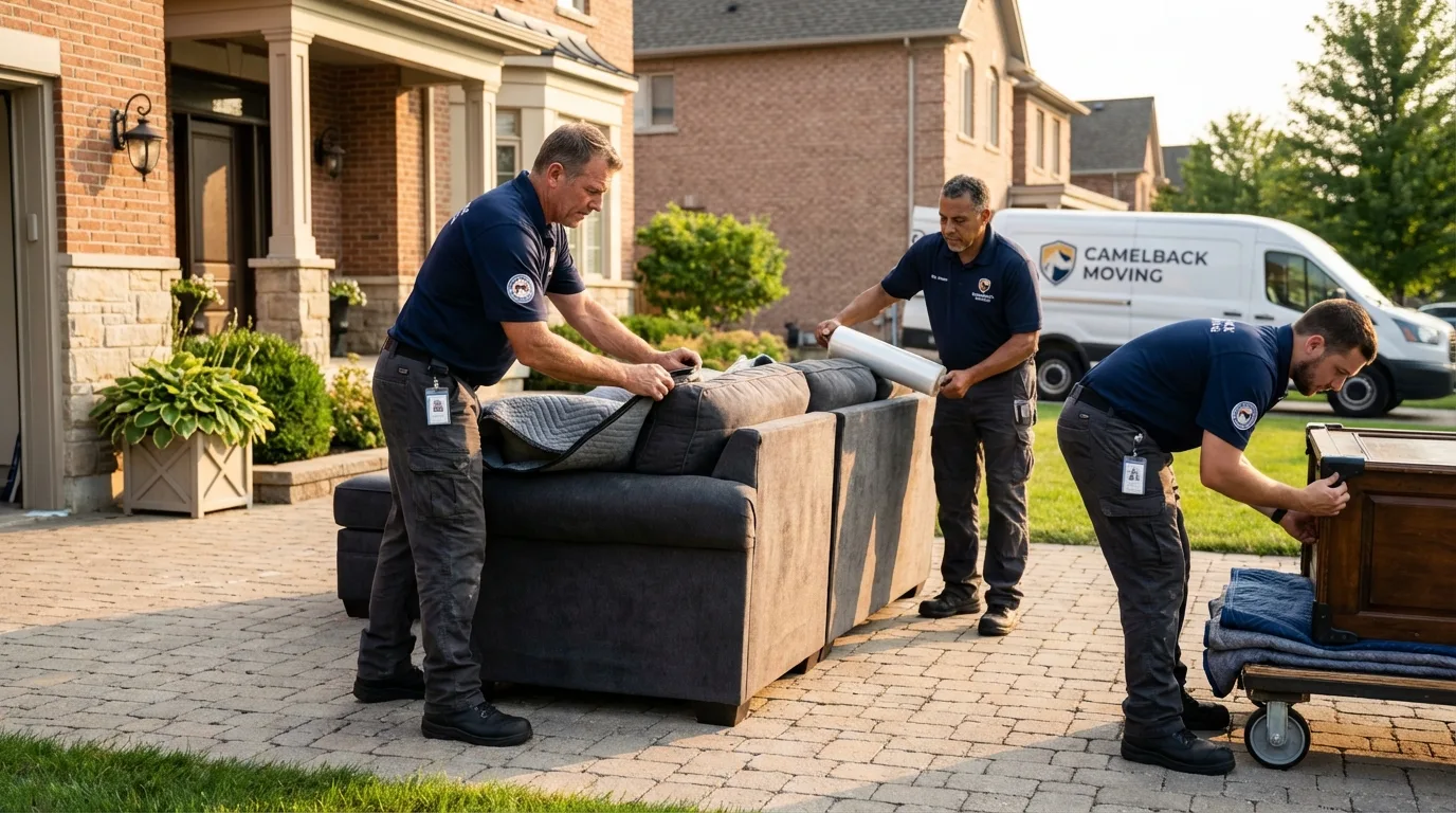 Large estate moving crew wrapping furniture in Cudahy, WI