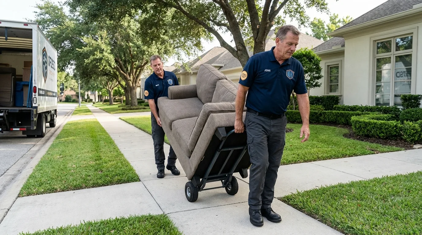 Local residential moving crew loading furniture in Cudahy, WI